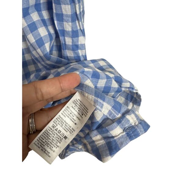 J.Crew Ruffle-Strap Dress in Gingham Linen Cotton Blend Womans Large - Picture 10 of 11